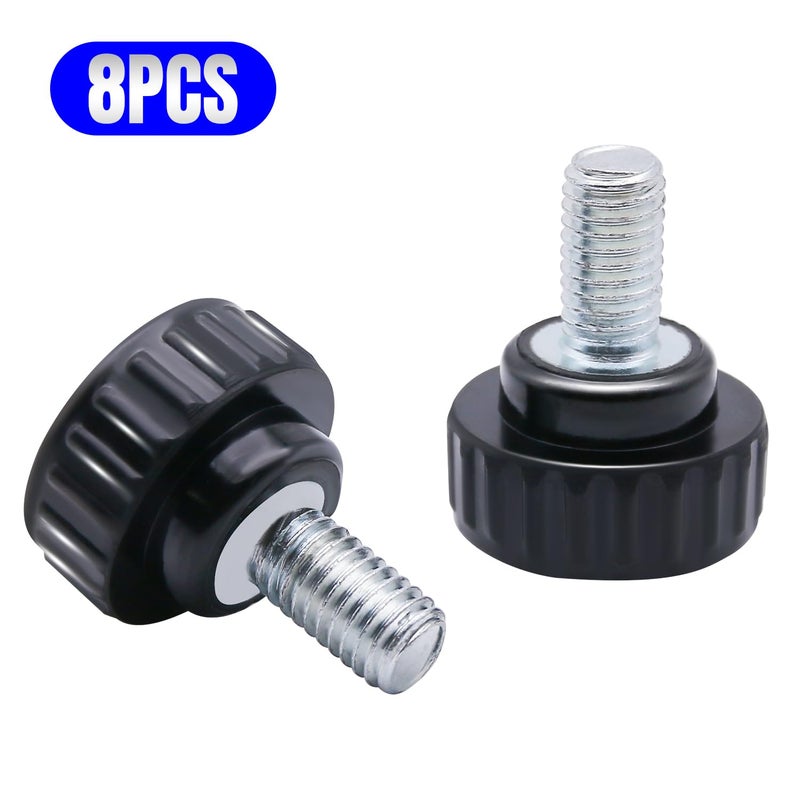 QIMAOO 8pcs Metric Male Thread Knurled, M8 x 25mm Black Thumb Screw Clamping Knobs Plastic Grip Threaded Knurled - Image 3